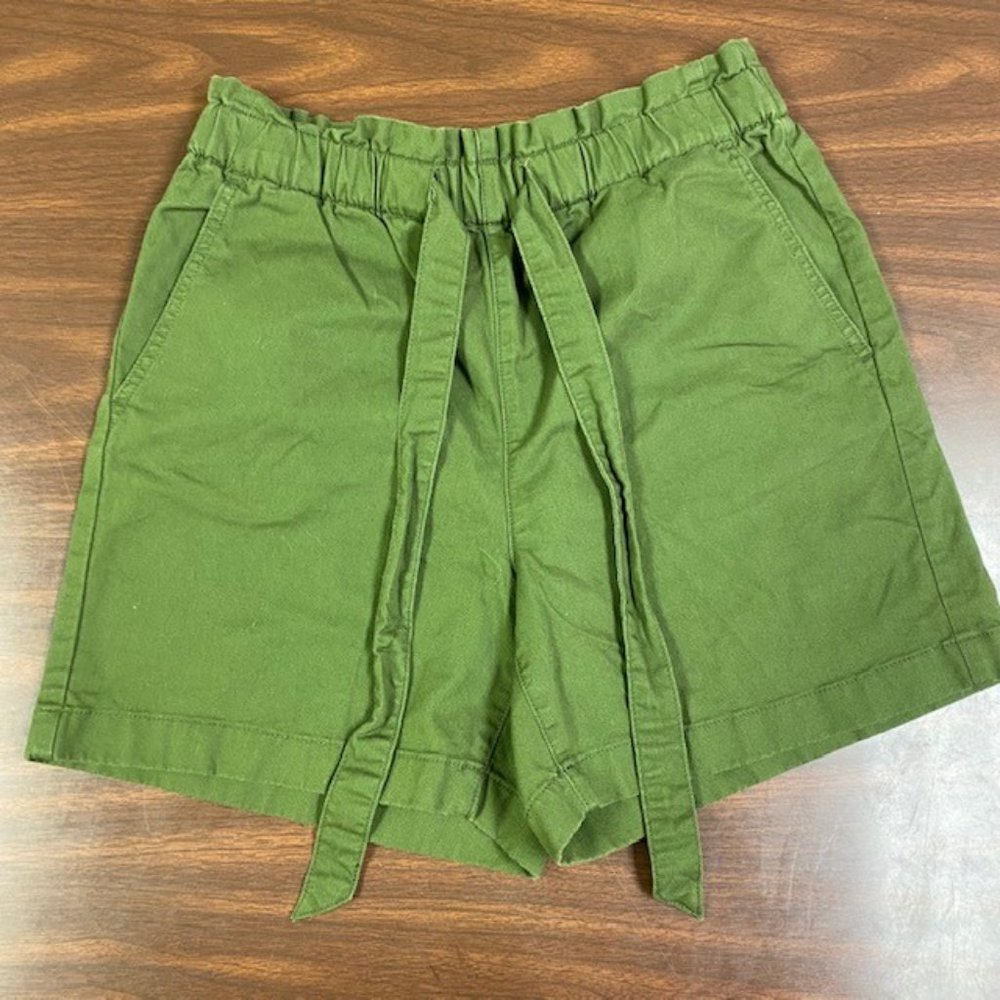 J. Crew Elastic Tie Waist Cotton High Waist Mom Shorts, size 2